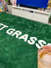 Machine-Woven Cotton Base Wetgrass Offwhite Ow Collaboration Trendy Brand Long-Pile Carpet for Living Room and Bedroom Green Grass Carpet