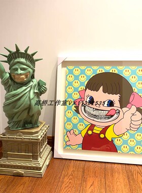 现货RON ENGLISH不二家牛奶妹装饰画版画grin peko girl包邮有框