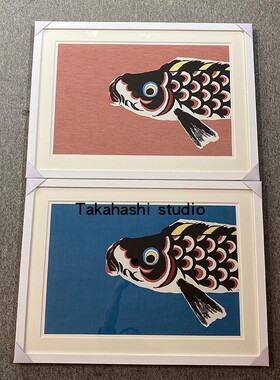 锦鲤日系客厅卧室书房挂画现货