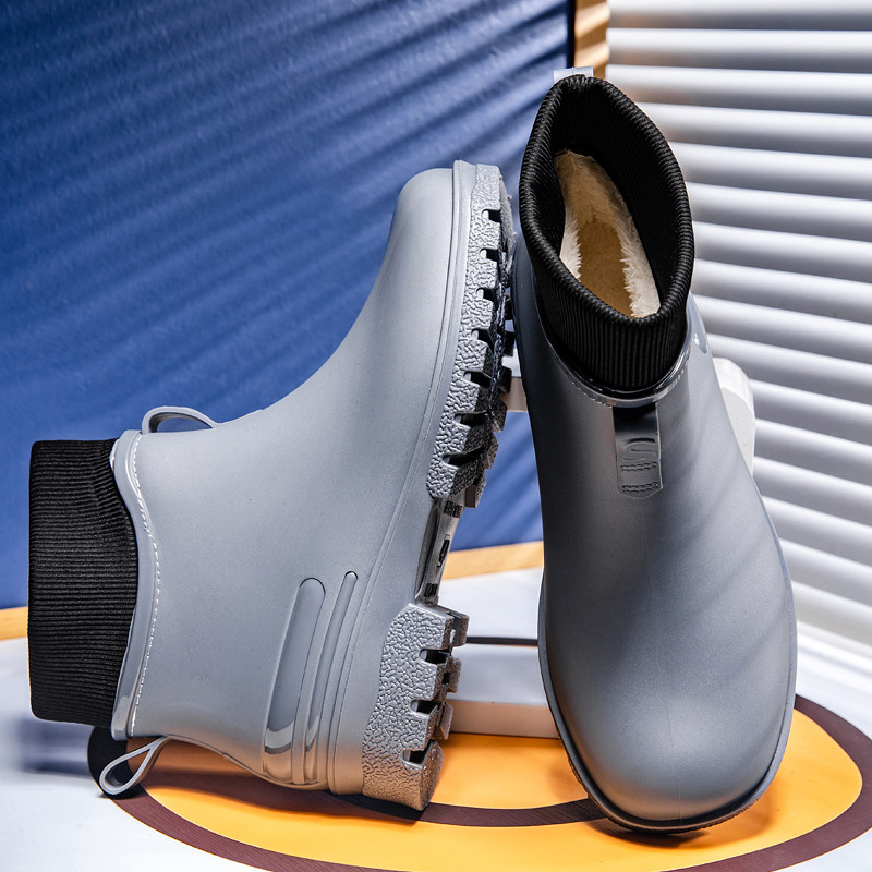 加大码48码雨鞋男款短筒防水防滑厨房洗车加绒一体耐磨保暖胶鞋