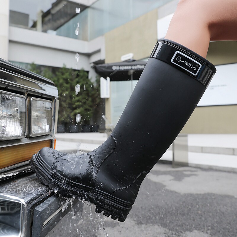 军登高筒防水防滑特大码雨靴