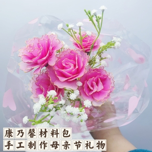 雨儿姐姐原创丝网花大康乃馨材料包手工制作女神母亲节礼物