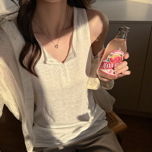 严选慵懒风辣妹内搭吊带背心女夏季宽松休闲无袖显瘦百搭上衣外穿
