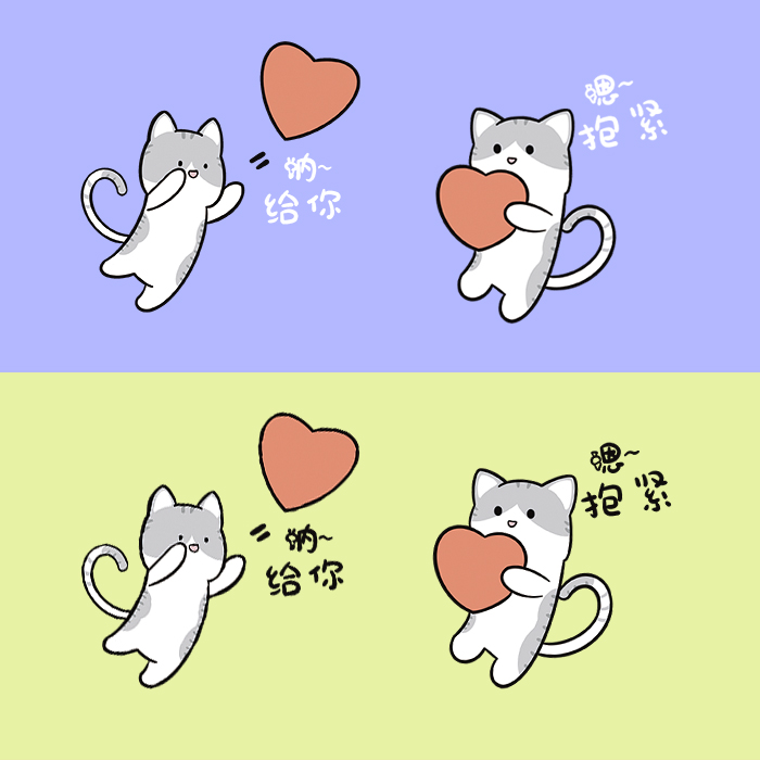 情侣装胸标小号可爱卡通猫咪图案印花贴柯式过粉胶印服装辅料烫画