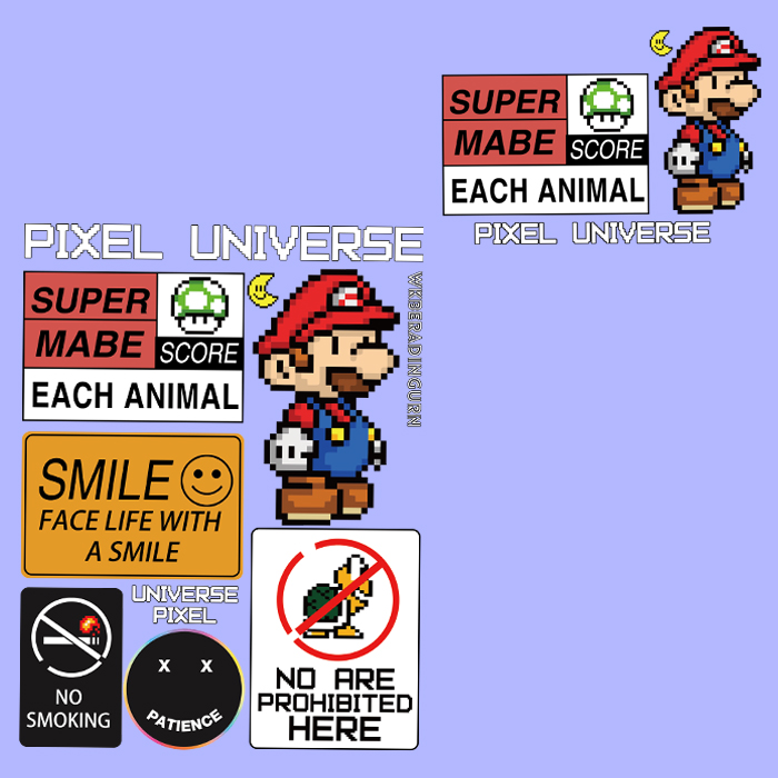 超级玛丽创意柯式衣服胶烫画贴