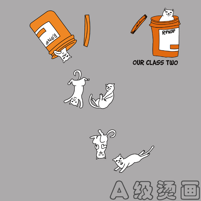 亨恋新款简约瓶子猫时尚印花热转印服装辅料贴柯式过粉熨烫烫画贴