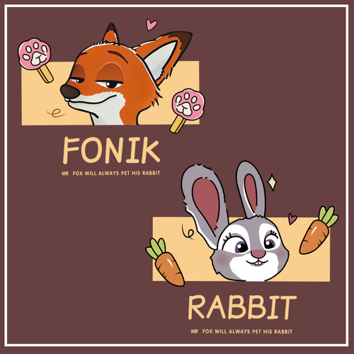 狐尼克兔子警官图案热转印烫画