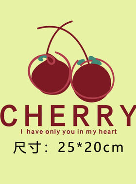 红字母樱桃烫画贴热转印贴印花贴