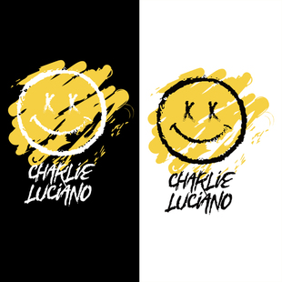 过粉胶印T恤烫画 潮牌欧美外贸笑脸手绘图案热转印衣服辅料贴柯式