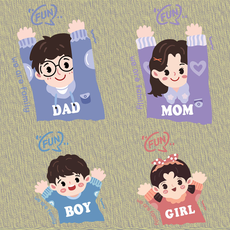 热转印贴烫画贴亲子卡通服装印花