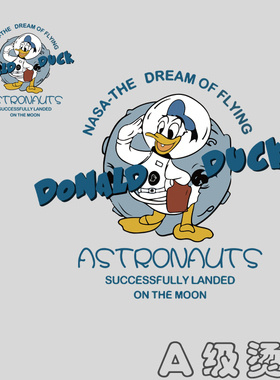 潮流卫衣T恤热转印辅料唐老鸭字母图案印花贴柯式过粉胶印烫画贴