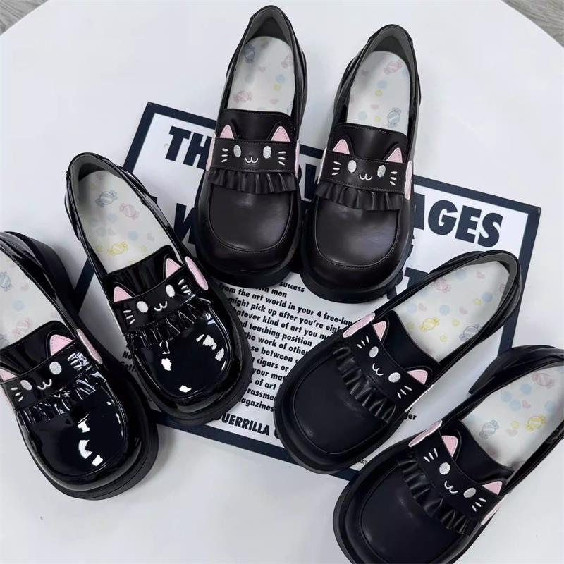 学院风可爱皮鞋洛丽塔lolita制服鞋百搭日系一脚蹬圆头中跟jk单鞋