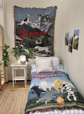 unleash happiness 原创 艺术 狗狗乐园  可爱 挂毯装饰毯毛毯