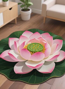 中式3D仿真异形荷花硅藻泥地垫客厅厨房家用吸水防滑耐脏易打理
