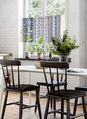 伊缦琪韵窗幔蓝色窗花半帘门帘咖啡帘厨房洗手台橱柜防尘帘