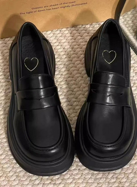 乐福鞋女鞋子新款2024年春秋软底黑色jk玛丽珍厚底小皮鞋