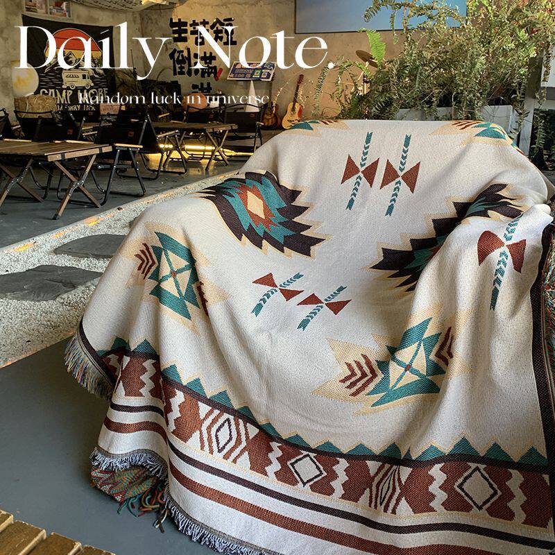 美式ins棉线单人沙发巾一片式全盖布盖毯套罩波西米亚装饰家居