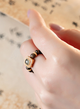 文莱沉水奇楠沉香戒指古风设计香木指环女男款高级感男生木质戒子