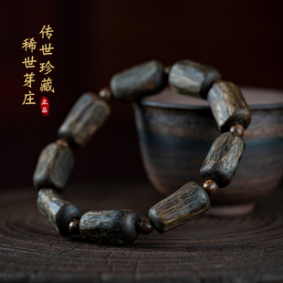 文玩佛珠 天然越南芽庄真沉香手串安神沉水随形香木桶珠手链女男款