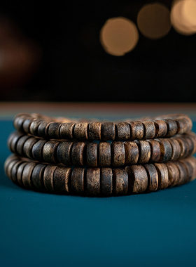 芽庄绿奇楠沉香手串9分沉水片珠老料随形棋楠香木短款手链女男款