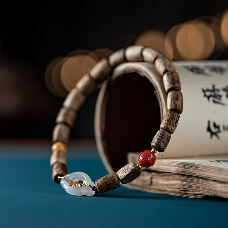 天然柬埔寨菩萨棋沉香随形手链古风设计桶珠奇楠手串南红蜜蜡白玉