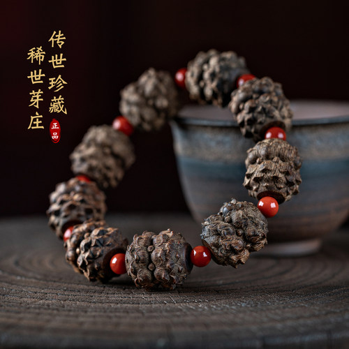 老料越南芽庄沉香雕刻莲花手串
