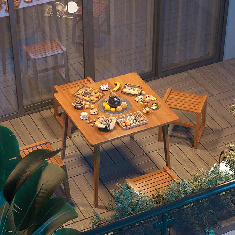 速发围炉煮茶桌子室内外家用烧烤炭火炉外装实木中式台户套庭院煮