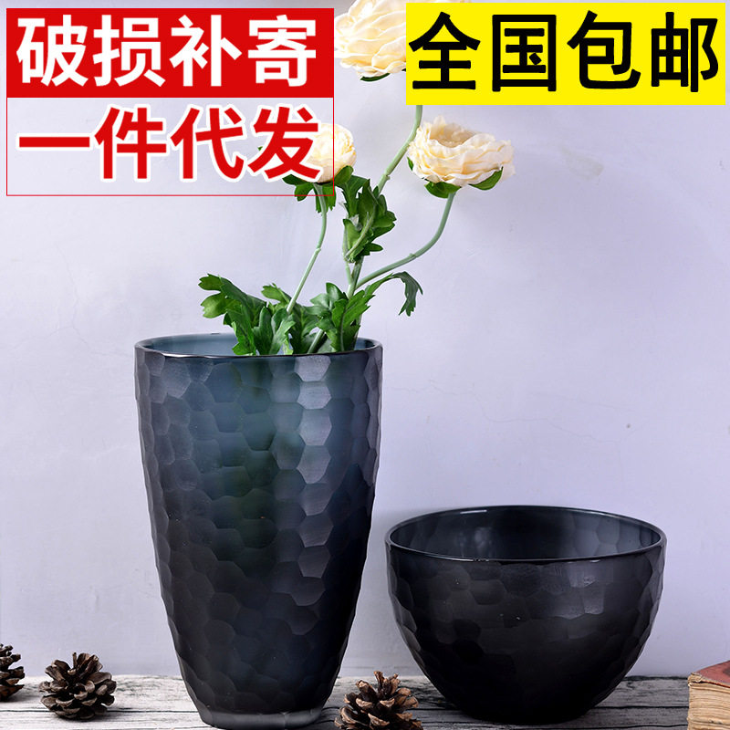 现货速发手工刻磨软装彩色样品间玻璃摆件水培花瓶软装工艺品花瓶