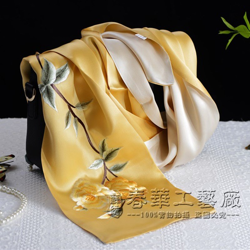 速发苏绣喜上眉梢苏州刺绣绣花丝巾真丝纯手工刺绣成品礼品