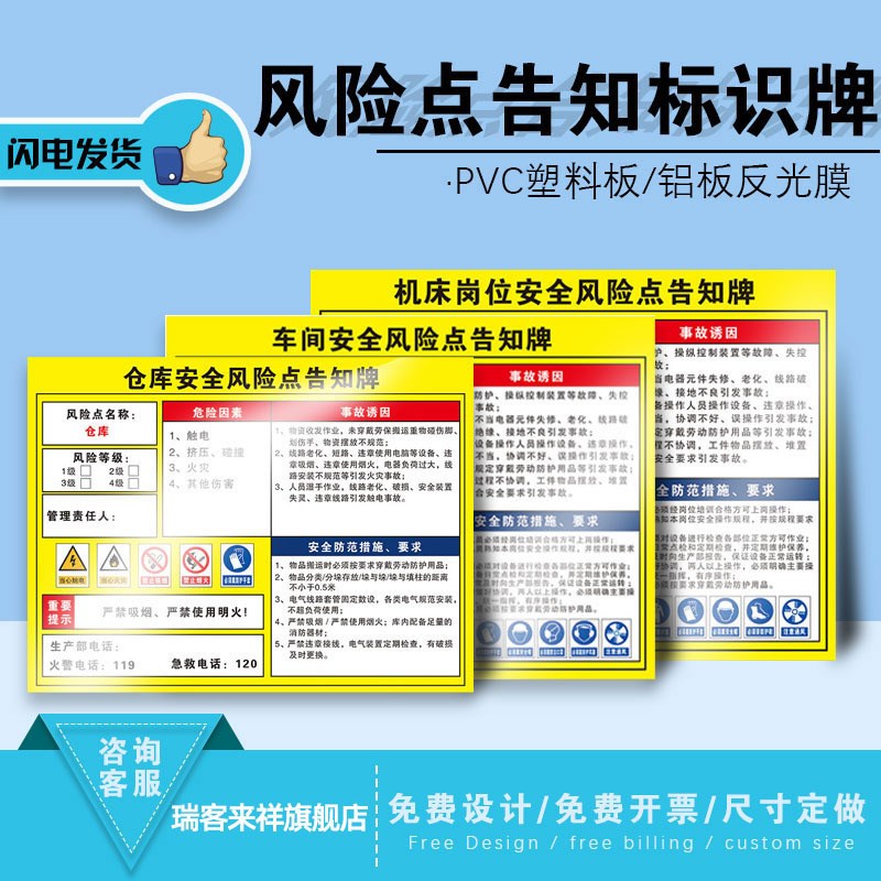 速发安全风险点告知牌风险点告知卡岗位危险源工厂车间场所电力机