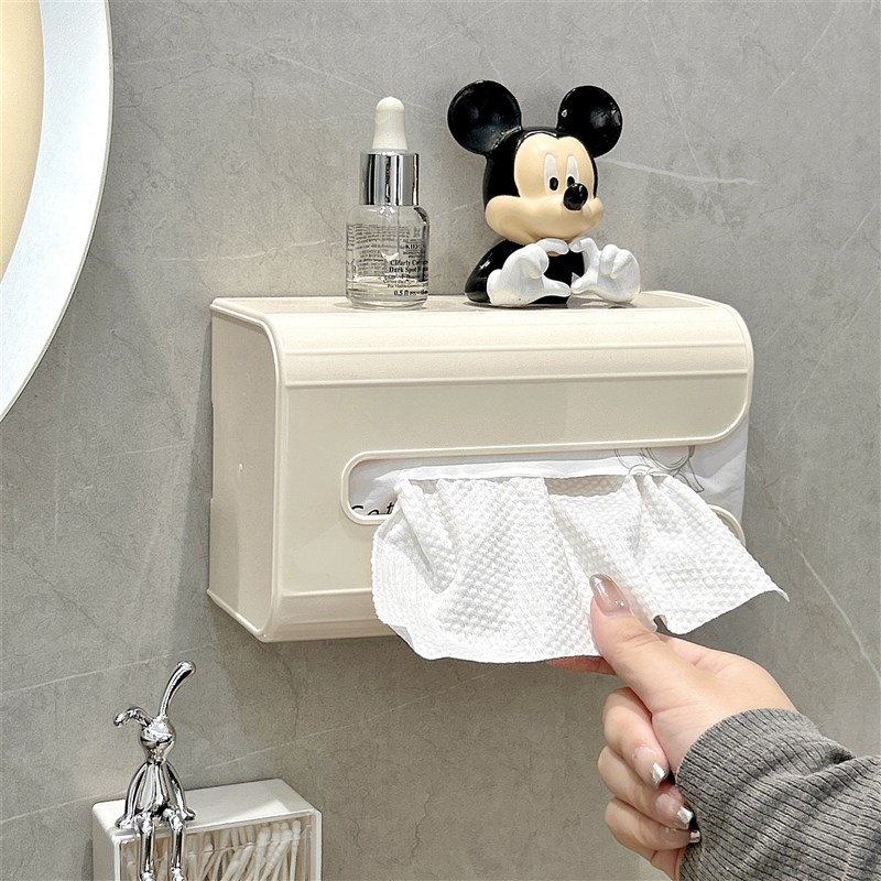 速发纸巾盒抽生间家用卫纸盒厕所浴室免打孔置脸巾收纳盒壁挂式洗