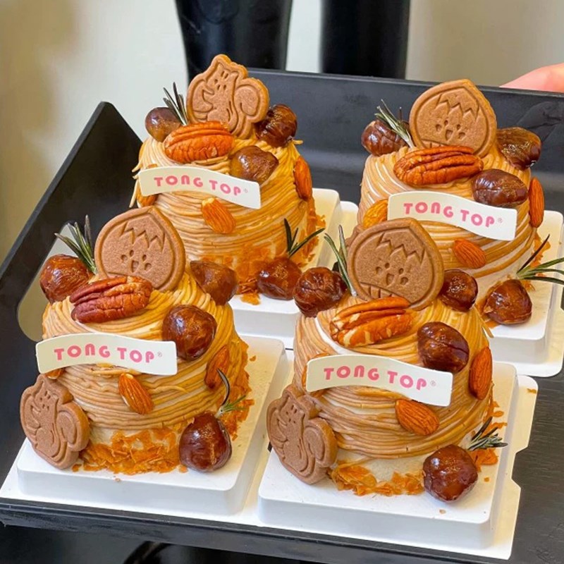 速发栗子饼糕装饰品秋天板焙松树蛋干烘栗生日摆件插件