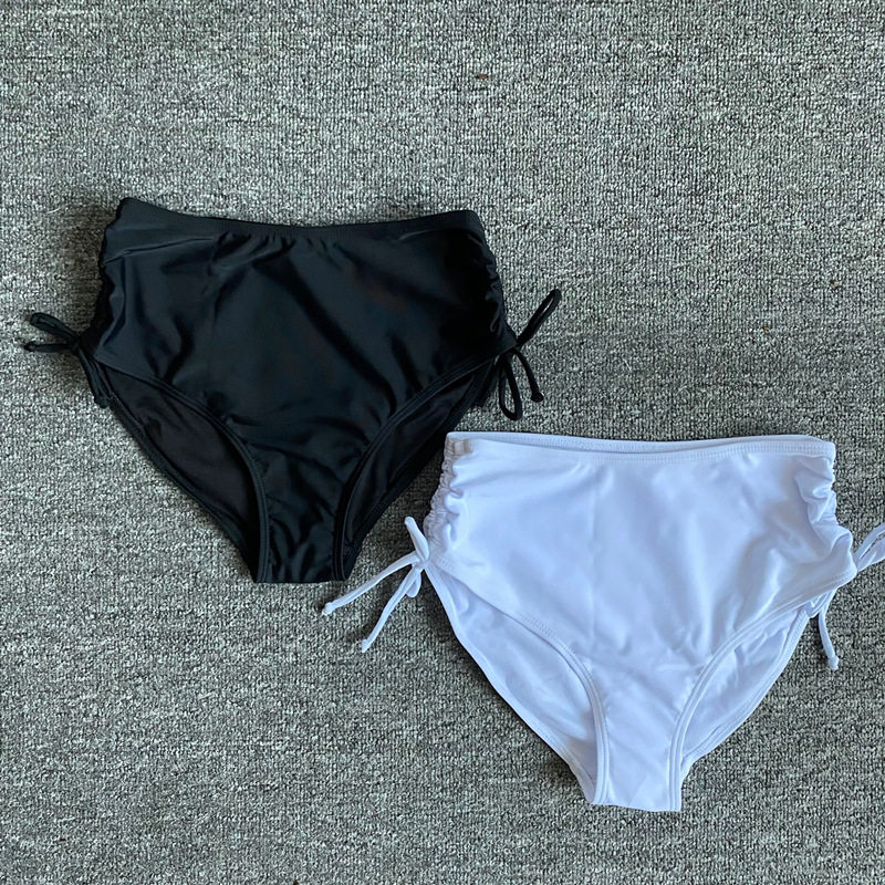 速发白色高腰比感尼码裤遮肚保守黑色游泳裤性基三角大泳泡温泉
