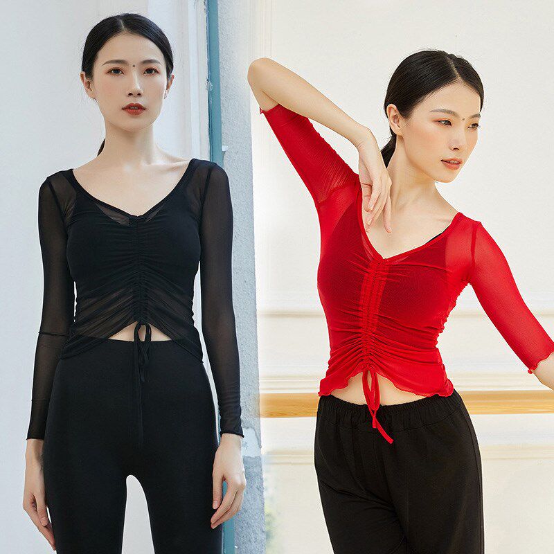 速发古典舞纱衣形体衣瑜伽基训服东方舞网纱肚皮舞上衣芭蕾舞蹈练