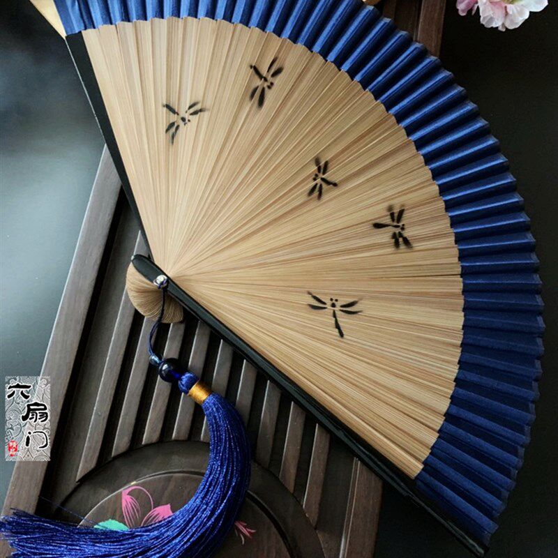 速发日式蕾丝日本中国风古风竹柄折扇子娟布扇随身小夏跳舞蹈扇