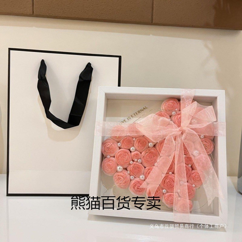 现货速发纸巾玫瑰花相框花成品纯手工制作礼品爱情生日送闺蜜朋友