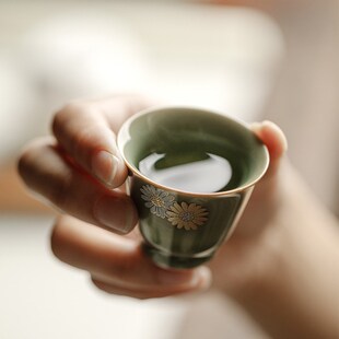 速发现货装礼杯礼盒套装 伴手茶越窑茗泉青瓷手绘功夫茶杯品龙杯