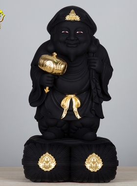 速发一供斋 神2/16寸树脂贴金日式大黑天财神1像家用招财佛像心奉