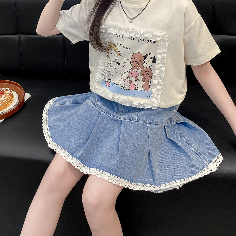 现货速发童夏季牛仔半身裙新款2024中大童短款裙子儿童牛仔裙薄