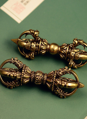 速发纯黄器五股金刚杵摆件挂面普巴杵金刚橛复古工艺品密宗法铜三