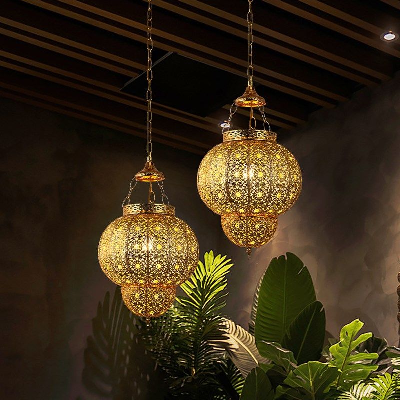 速发东南亚铁艺吊灯咖茶厅复古怀旧灯具工业风餐厅酒店啡室灯