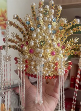 速发佛像娘冠16霞26寸像-披头饰凤娘凤冠神帽神明佛像黑妈妈三凤