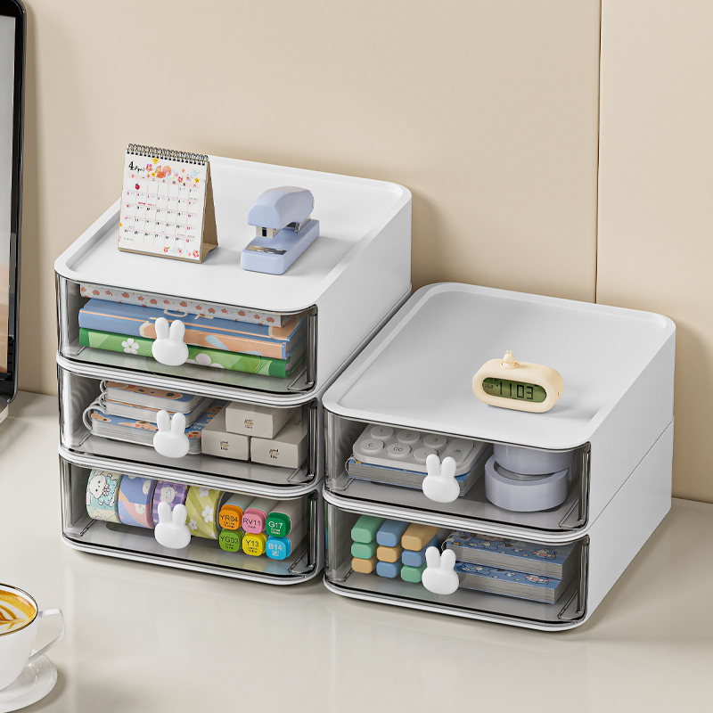 速发桌式收纳盒文具整理储物盒办公桌置物杂抽屉面宿舍架物小柜子