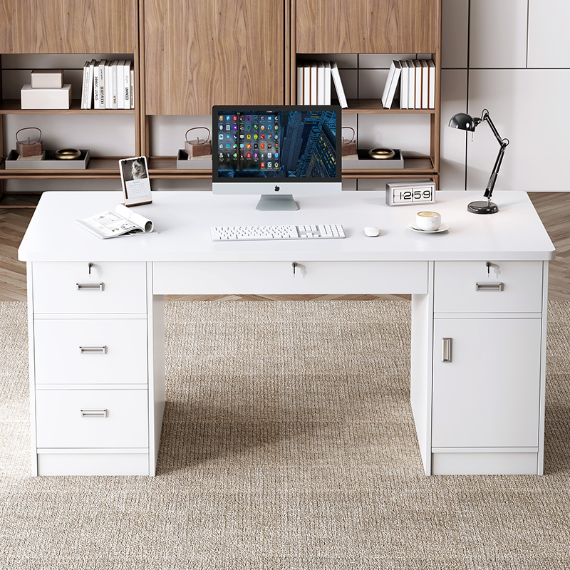 速发办公室桌家职员带抽屉电脑桌台式简约写字桌书用子桌办公台