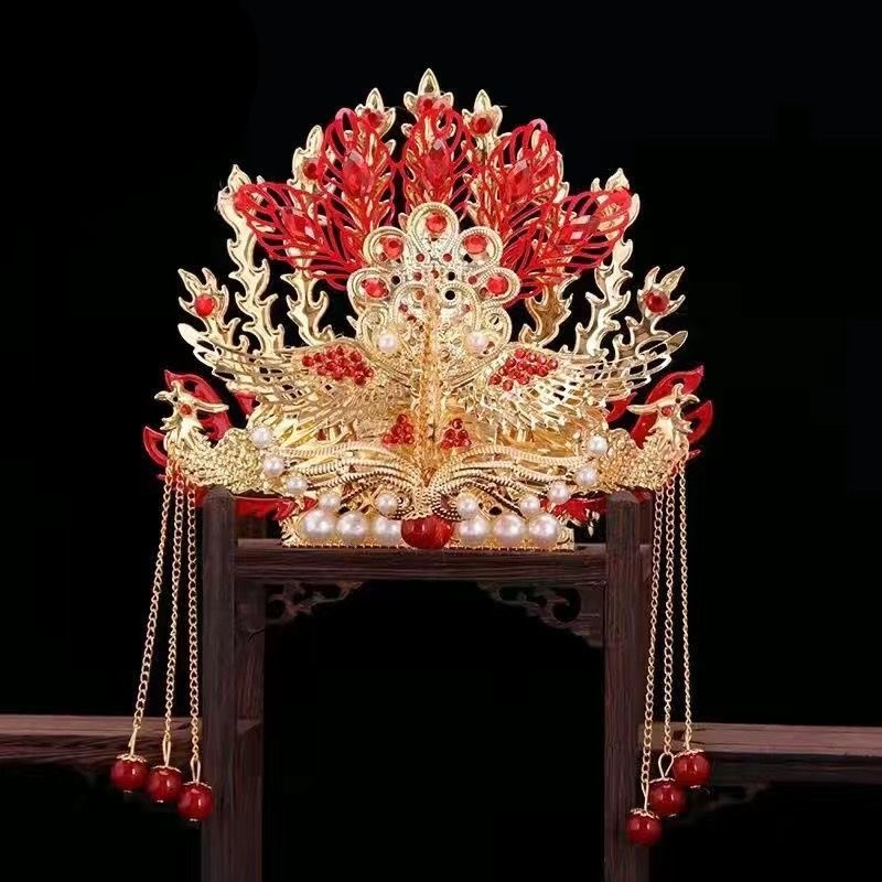 速发凤冠头饰黑老太太奶奶王母凤娘妈祖九尾狐冠娘神像摆件