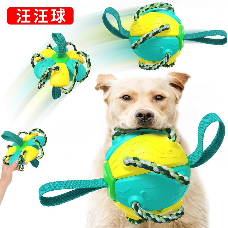 速发玩具球飞盘户外牙动训练器磨互耐咬闷结飞碟足球解绳用品