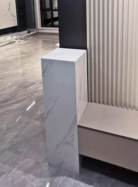 速发客厅基理石底座落地大座台店玄关艺术品石立柱雕塑展示酒摆台