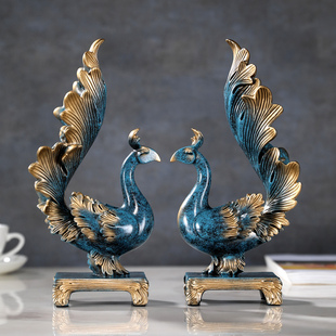 速发凤凰摆件电视柜边一对结婚品物创意酒柜鸾艺礼工凤和鸣客厅装