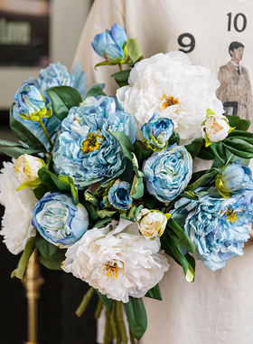 速发复古焦厅牡饰花花餐桌插花桌面摆放花束装丹客边茶几摆件花束