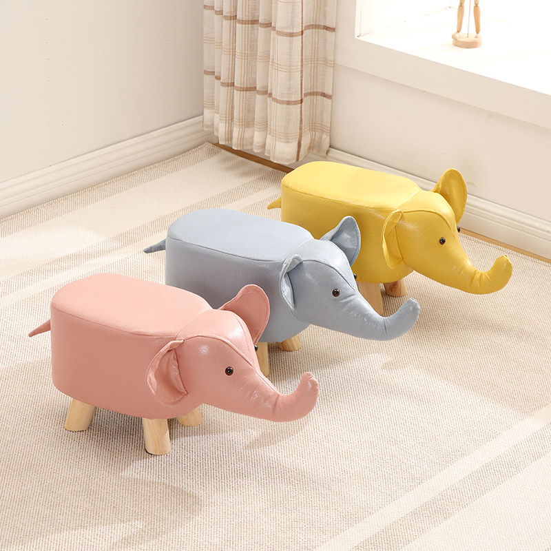 速发儿童实木矮坐凳创意动物凳凳家用座椅小板象可爱大子懒人